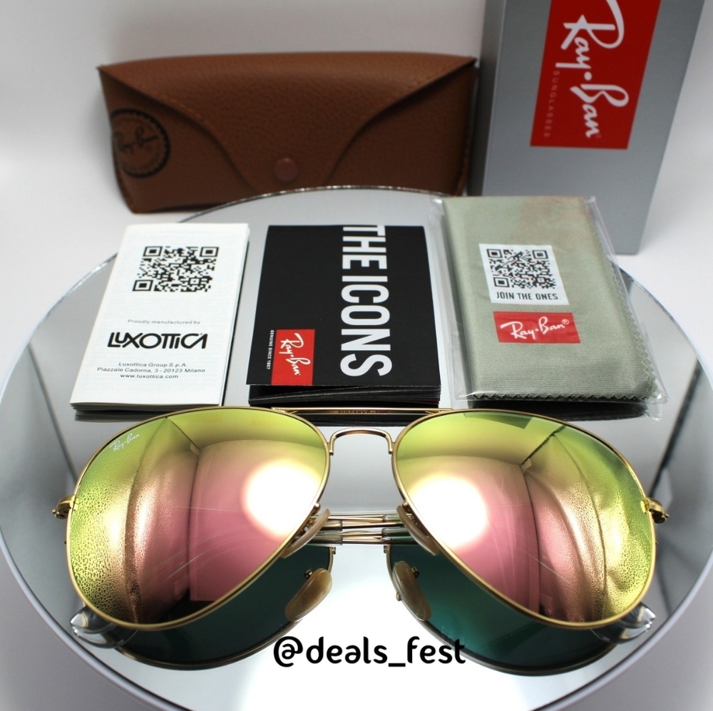 Model Display RayBan Aviator Copper Mirror RB3025 Pink